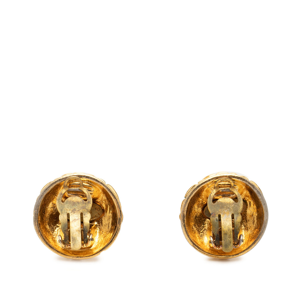 Pre-Loved Chanel CC Quilted Gold Plated Clip On Earrings - Picture 2 of 3